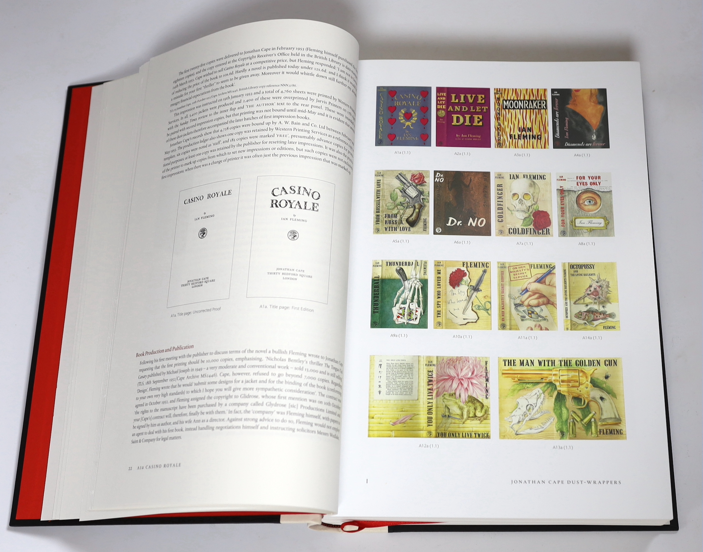 Gilbert, Jon - Ian Fleming: The Bibliography, 1st edition , folio, quarter vellum, portrait frontispiece, colour plates and black and white illustrations to text, Queen Anne Press, London, 2012, in slip case.